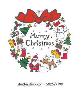 Christmas wreath with Christmas elements