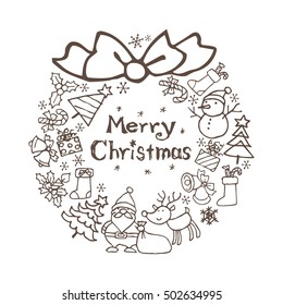 Christmas wreath with Christmas elements