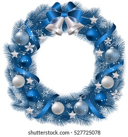 Christmas Wreath with fir branches and decorative elements.