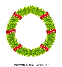 Christmas wreath of fir branches on a white background isolated