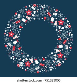 Christmas wreath flat illustration vector