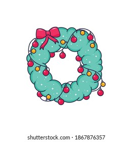 Christmas wreath flat vector illustration
