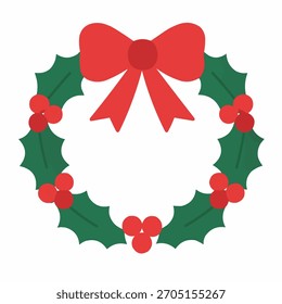 Christmas Wreath Flat Vector illustration