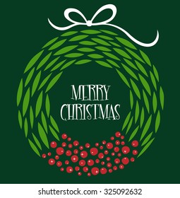 Christmas wreath from floral elements with text