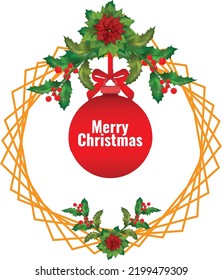 Christmas Wreath Flower Frame vector Illustration with colorful poinsettia flowers.Golden round frame with flowers.
Elements of design of holiday postcards, posters, banners.Wedding ornament concept.
