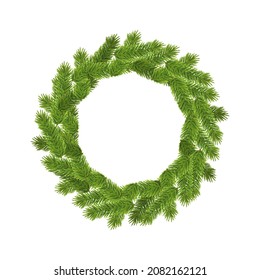 Christmas wreath from fluffy green pine tree branches