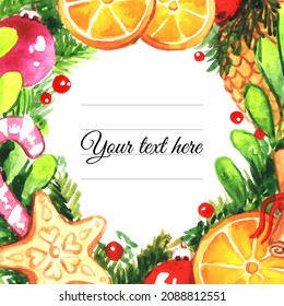 Christmas wreath frame design for gift card with your text