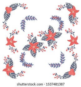 Christmas wreath frame elements premium vector