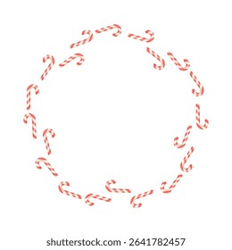 Christmas wreath frame made from red striped candy canes