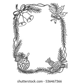 Christmas wreath, frame, vector illustration 