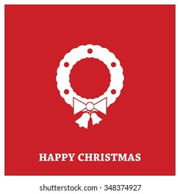 Christmas wreath with garlands decorative Greeting Design, Christmas New Year Flat card illustration