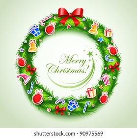 Christmas wreath with gifts