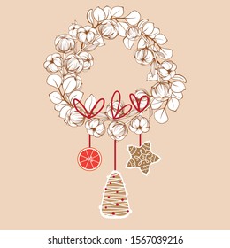 CHRISTMAS Wreath with gingerbread cookies