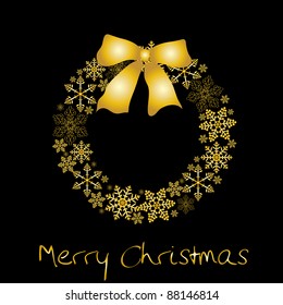 Christmas wreath with golden bow
