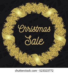 Christmas wreath of golden vector