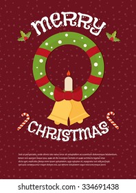 Christmas wreath. Christmas greeting card