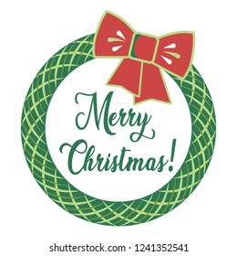 Christmas wreath greeting message vector illustration.