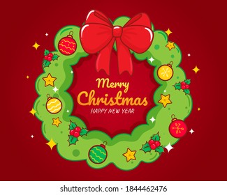 The Christmas Wreath Hand draw illustration Premium Vector
