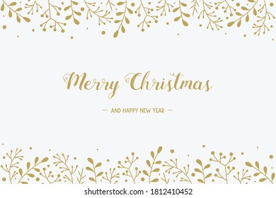 Christmas wreath with hand drawn branches. Xmas background with wishes. Vector