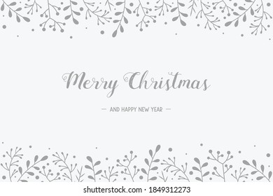 Christmas wreath with hand drawn branches. Xmas background with wishes. Vector