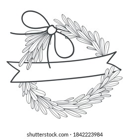 Christmas wreath. Hand drawn vector stock illustration. Doodle art. 