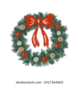 Christmas wreath hand drawn vector isolated on white