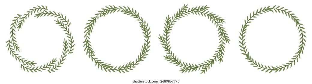 Coroa de Natal. Moldura redonda de vetor desenhada à mão para convites, cartões postais, cartões de saudação, citações, logotipos, cartazes e muito mais. Ilustração vetorial.