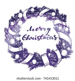 christmas wreath hand drawn vector illustration realistic sketch
