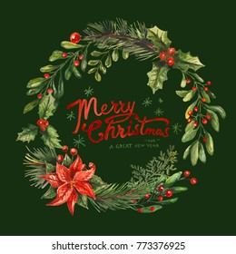 Christmas Wreath with hand Lettering