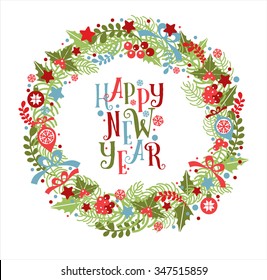 Christmas wreath. Holiday vector background 