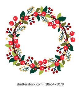 Watercolor Berries Wreath Stock Vector (Royalty Free) 194474444