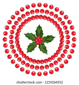 Christmas wreath for holly. Vector illustration for print, textile, paper