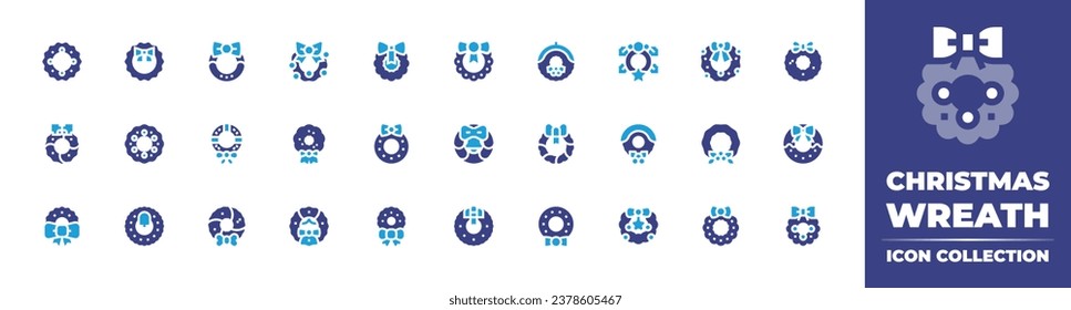 Christmas wreath icon collection. Duotone color. Vector and transparent illustration. Containing wreath, christmas wreath.