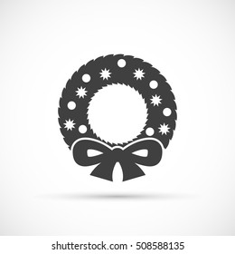Christmas wreath icon flat