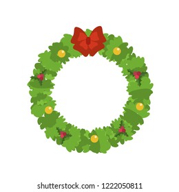 Christmas wreath icon. Flat illustration of christmas wreath vector icon for web design