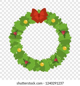 Christmas wreath icon. Flat illustration of christmas wreath vector icon for web design