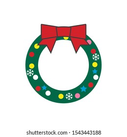 Christmas wreath icon isolated on white background. Vector illustration. Eps 10.