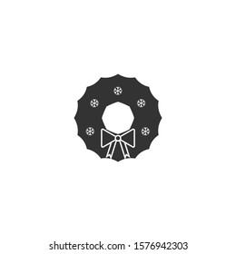Christmas wreath icon isolated on  white  background. 
