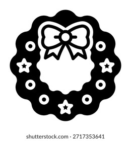Christmas Wreath Icon Mixed Vector Illustration