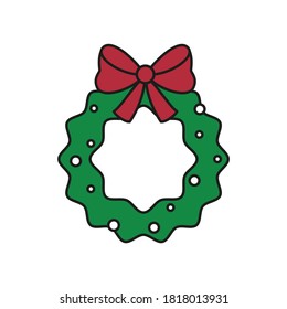 Christmas wreath icon on white background. Vector illustration.