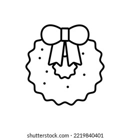 Christmas Wreath icon outline style design vector