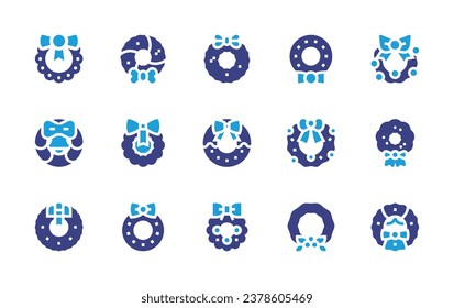 Christmas wreath icon set. Duotone color. Vector illustration. Containing wreath, christmas wreath. 