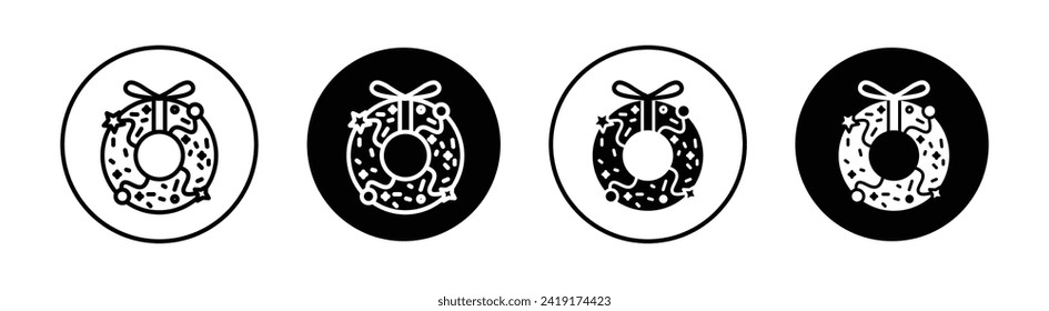 Juego de iconos de la corona de Navidad. Ilustración vectorial.