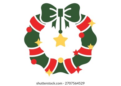 Christmas wreath icon. solid icon style. icon related to christmas. christmas elements vector illustration