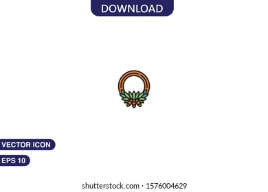 Christmas Wreath icon in trendy flat style isolated on white background vector illustration 