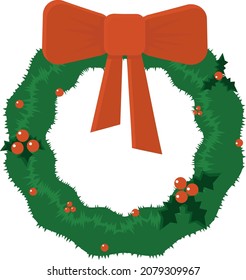 Weihnachtskranz-Ikone in Vektorgrafik. Grün und Rot, Fichte, Beeren und Bug. Gut geeignet für Webseiten und gedruckte Materialien für Weihnachten und Neujahr Feiertage.
