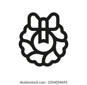 Vector de icono de la corona de Navidad. Signo de estilo lineal para concepto móvil y diseño web. Ilustración del símbolo de la corona de Navidad. Gráficos vectoriales de píxeles - Vector.