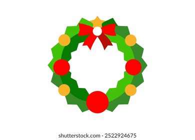 Christmas wreath icon vector on white background