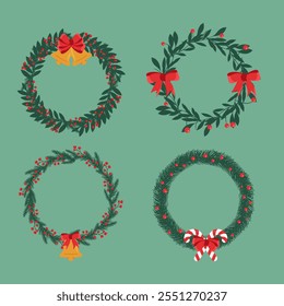 christmas wreath icons with different shapes