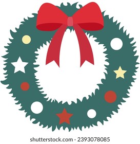 Christmas wreath illustration isolated on white background.